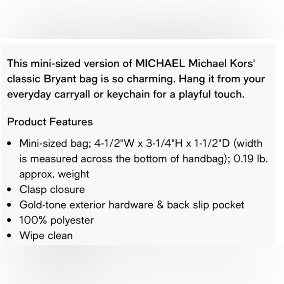 NWT! Michael Kors Bryant Leather Bag Charm - Picture 10 of 10